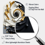 Liquid Gold Black & White Textured Spiral Magic - Asymmetric Metal Wall Art