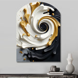 Liquid Gold Black & White Textured Spiral Magic - Asymmetric Metal Wall Art