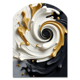 Liquid Gold Black & White Textured Spiral Magic - Asymmetric Metal Wall Art