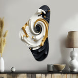 Liquid Gold Black & White Textured Spiral Magic - Asymmetric Metal Wall Art