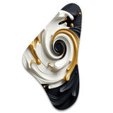 Liquid Gold Black & White Textured Spiral Magic - Asymmetric Metal Wall Art