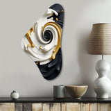 Liquid Gold Black & White Textured Spiral Magic - Asymmetric Metal Wall Art