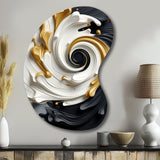 Liquid Gold Black & White Textured Spiral Magic - Asymmetric Metal Wall Art