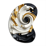 Liquid Gold Black & White Textured Spiral Magic - Asymmetric Metal Wall Art