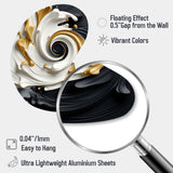 Liquid Gold Black & White Textured Spiral Magic - Asymmetric Metal Wall Art