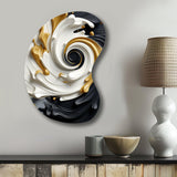 Liquid Gold Black & White Textured Spiral Magic - Asymmetric Metal Wall Art