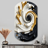 Liquid Gold Black & White Textured Spiral Magic - Asymmetric Metal Wall Art