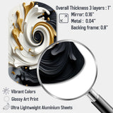 Liquid Gold Black & White Textured Spiral Magic - Asymmetric Metal Wall Art