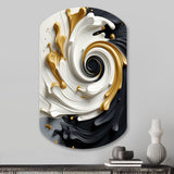 Liquid Gold Black & White Textured Spiral Magic - Asymmetric Metal Wall Art