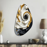 Liquid Gold Black & White Textured Spiral Magic - Asymmetric Metal Wall Art