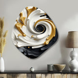 Liquid Gold Black & White Textured Spiral Magic - Asymmetric Metal Wall Art