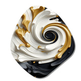 Liquid Gold Black & White Textured Spiral Magic - Asymmetric Metal Wall Art