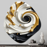 Liquid Gold Black & White Textured Spiral Magic - Asymmetric Metal Wall Art