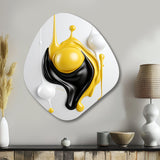 Liquid Minimal Abstract In Black Yellow White I - Asymmetric Metal Wall Art