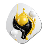 Liquid Minimal Abstract In Black Yellow White I - Asymmetric Metal Wall Art