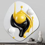 Liquid Minimal Abstract In Black Yellow White I - Asymmetric Metal Wall Art