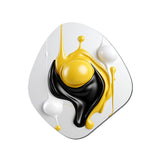 Liquid Minimal Abstract In Black Yellow White I - Asymmetric Metal Wall Art