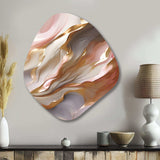 Subtle Serenity Liquid Art Gold Waves I - Asymmetric Metal Wall Art