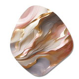 Subtle Serenity Liquid Art Gold Waves I - Asymmetric Metal Wall Art