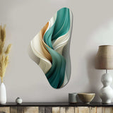 Teal Abstract Vintage Elegant Wave I - Asymmetric Metal Wall Art