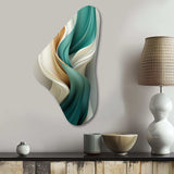 Teal Abstract Vintage Elegant Wave I - Asymmetric Metal Wall Art