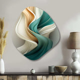 Teal Abstract Vintage Elegant Wave I - Asymmetric Metal Wall Art