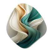 Teal Abstract Vintage Elegant Wave I - Asymmetric Metal Wall Art