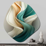 Teal Abstract Vintage Elegant Wave I - Asymmetric Metal Wall Art