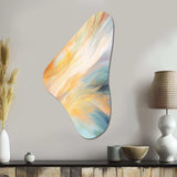 Vintage Blue And Orange Wave Elegance I - Asymmetric Metal Wall Art