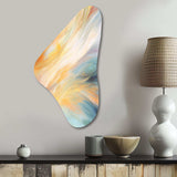 Vintage Blue And Orange Wave Elegance I - Asymmetric Metal Wall Art