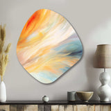 Vintage Blue And Orange Wave Elegance I - Asymmetric Metal Wall Art