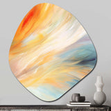 Vintage Blue And Orange Wave Elegance I - Asymmetric Metal Wall Art