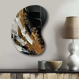 Imminent Bliss Bold Textured Gold and Black - Asymmetric Metal Wall Art