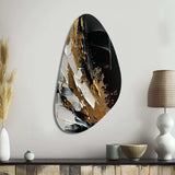 Imminent Bliss Bold Textured Gold and Black - Asymmetric Metal Wall Art