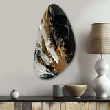 Imminent Bliss Bold Textured Gold and Black - Asymmetric Metal Wall Art