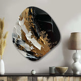 Imminent Bliss Bold Textured Gold and Black - Asymmetric Metal Wall Art