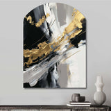 Golden River Wildness Abstract Gold And Black - Asymmetric Metal Wall Art