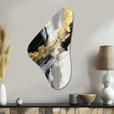 Golden River Wildness Abstract Gold And Black - Asymmetric Metal Wall Art