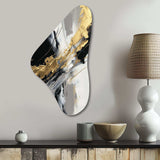 Golden River Wildness Abstract Gold And Black - Asymmetric Metal Wall Art