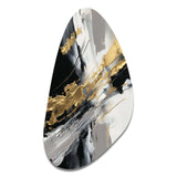 Golden River Wildness Abstract Gold And Black - Asymmetric Metal Wall Art