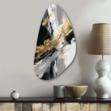 Golden River Wildness Abstract Gold And Black - Asymmetric Metal Wall Art