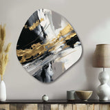 Golden River Wildness Abstract Gold And Black - Asymmetric Metal Wall Art