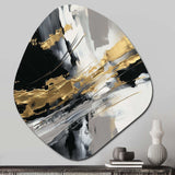 Golden River Wildness Abstract Gold And Black - Asymmetric Metal Wall Art