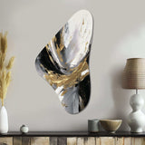 Golden River Wildness Abstract Gold And Black II - Asymmetric Metal Wall Art