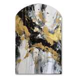 River Happiness Abstract Gold Black White I - Asymmetric Metal Wall Art