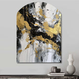 River Happiness Abstract Gold Black White I - Asymmetric Metal Wall Art