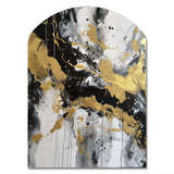 River Happiness Abstract Gold Black White I - Asymmetric Metal Wall Art