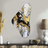 River Happiness Abstract Gold Black White I - Asymmetric Metal Wall Art