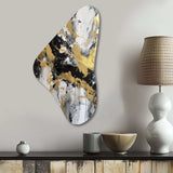 River Happiness Abstract Gold Black White I - Asymmetric Metal Wall Art