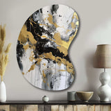 River Happiness Abstract Gold Black White I - Asymmetric Metal Wall Art